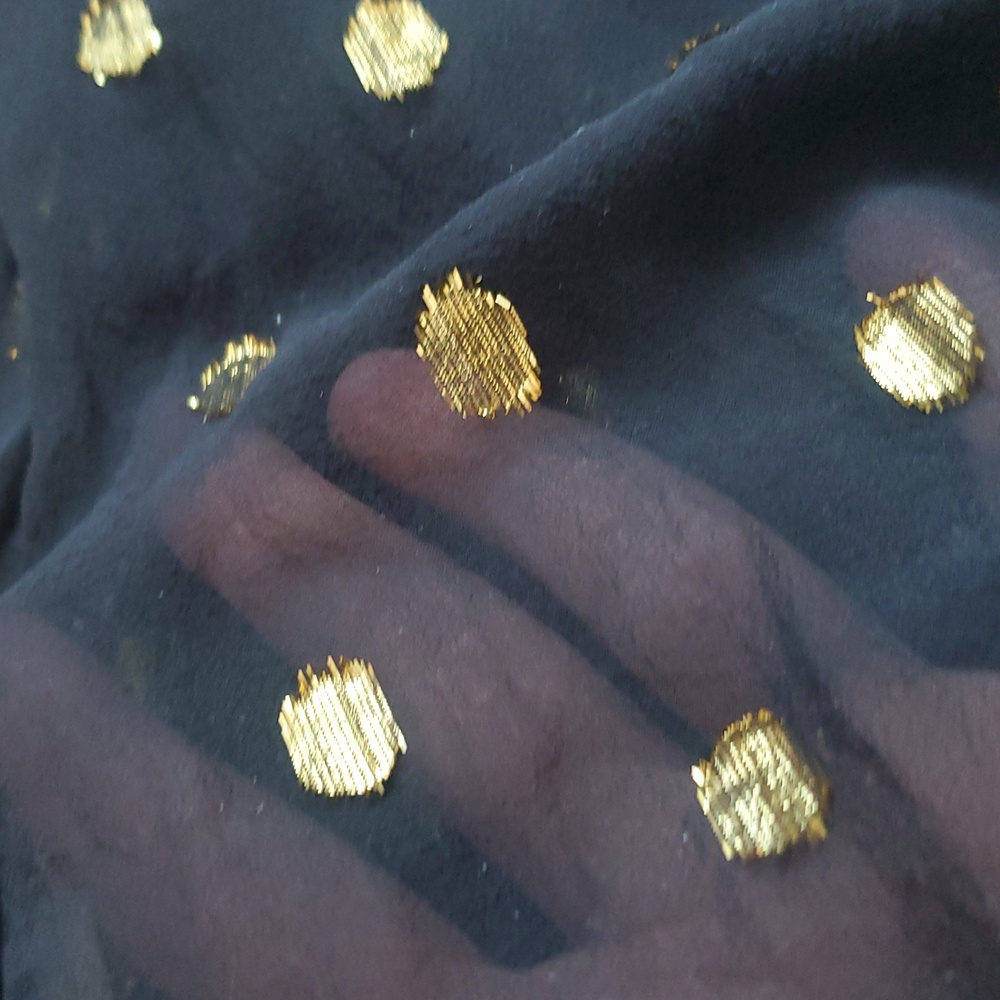 Isabel Marant Off Shoulder Black And Gold Polka Dot Dress - Picture 10 of 16